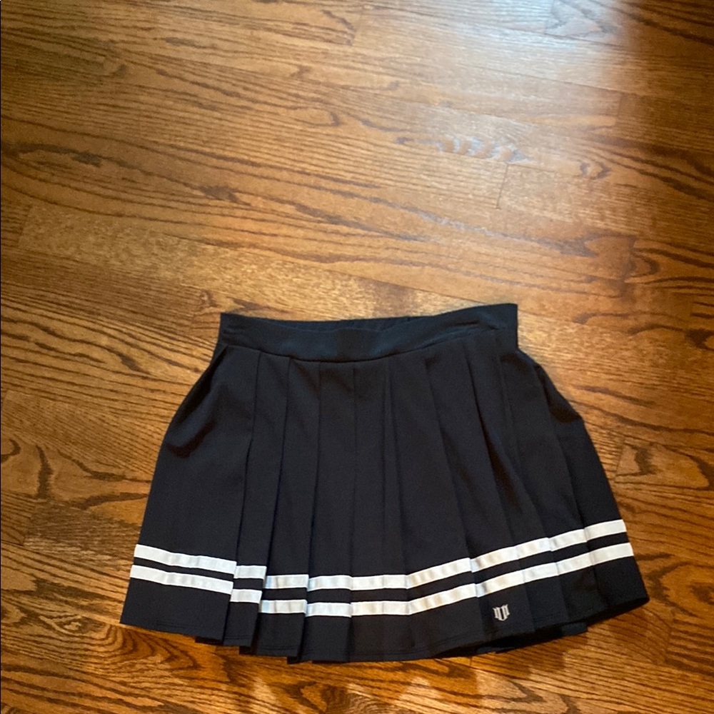 Black Pleated Sport Skort with White Stripes
